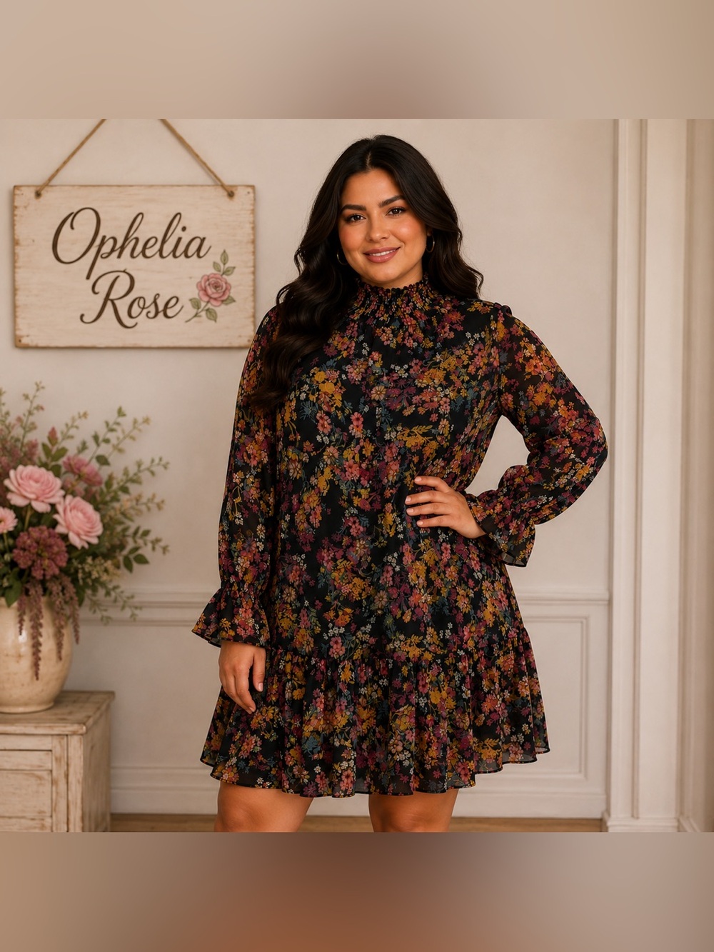 25. Ophelia Rose Floral Dress (1X/2X)